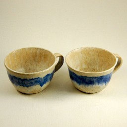 White Blue Matching Cups, 3.5" x 2.25"