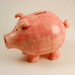 Pink Piggy Bank, 3.25" x 5"