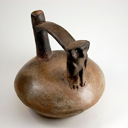 Peruvian-style Whistling Pot with Owl, 4.25" x 8"