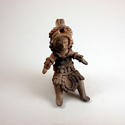 Mayan Jaina-style Seated Figure 2 (whistle), 3.25" x 4"