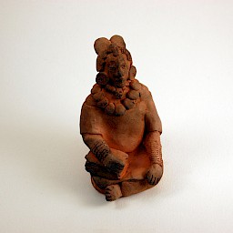 Mayan Jaina-style Seated Scribe (whistle), 3.5" x 4.25"